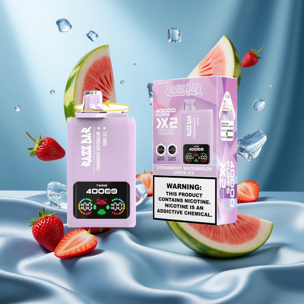 Razz Bar 40000 Puffs Fragola Anguria_Uva Ghiacciata Display Schermo Tipo-C