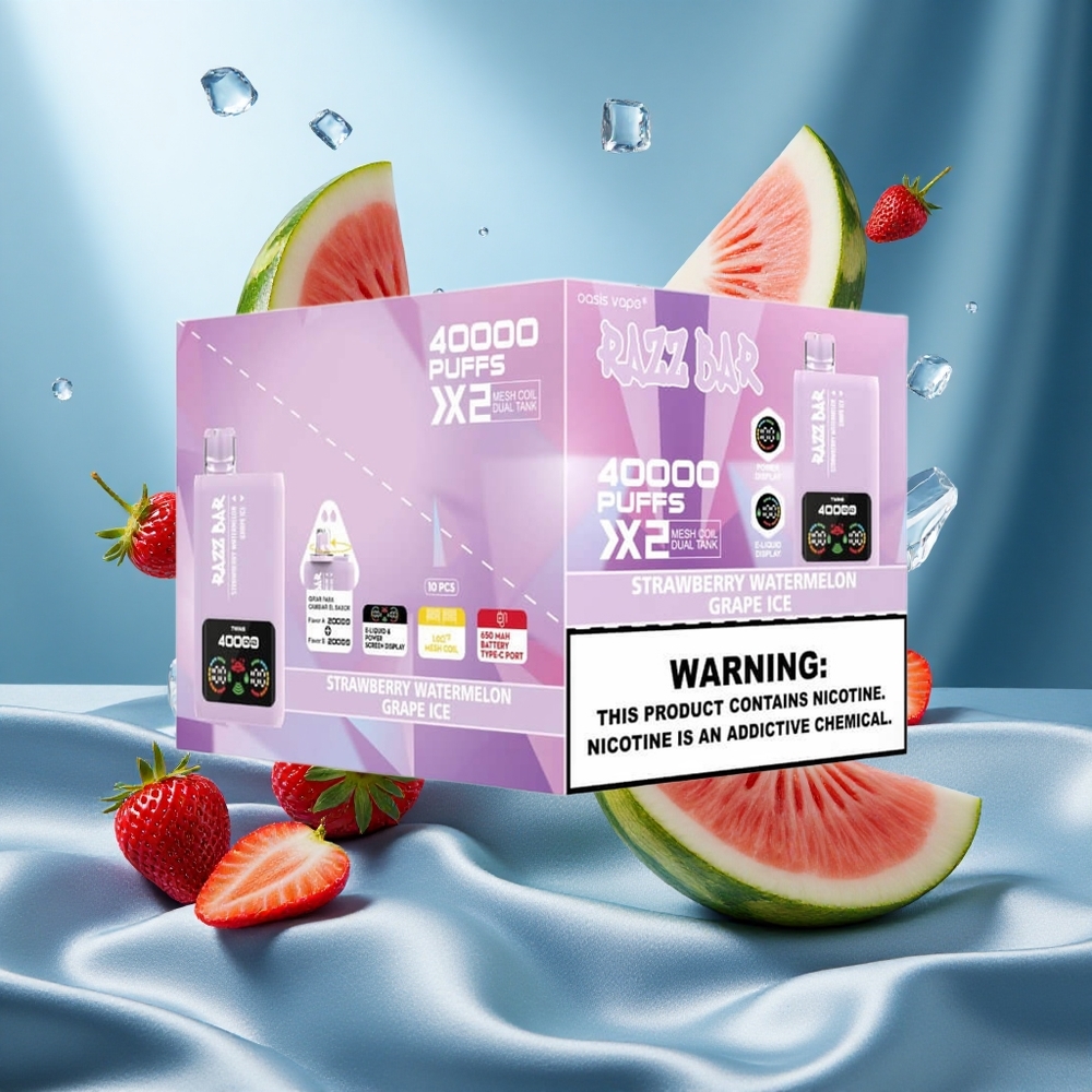 Razz Bar 40000 Puffs Fragola Anguria_Uva Ghiacciata Display Schermo Tipo-C