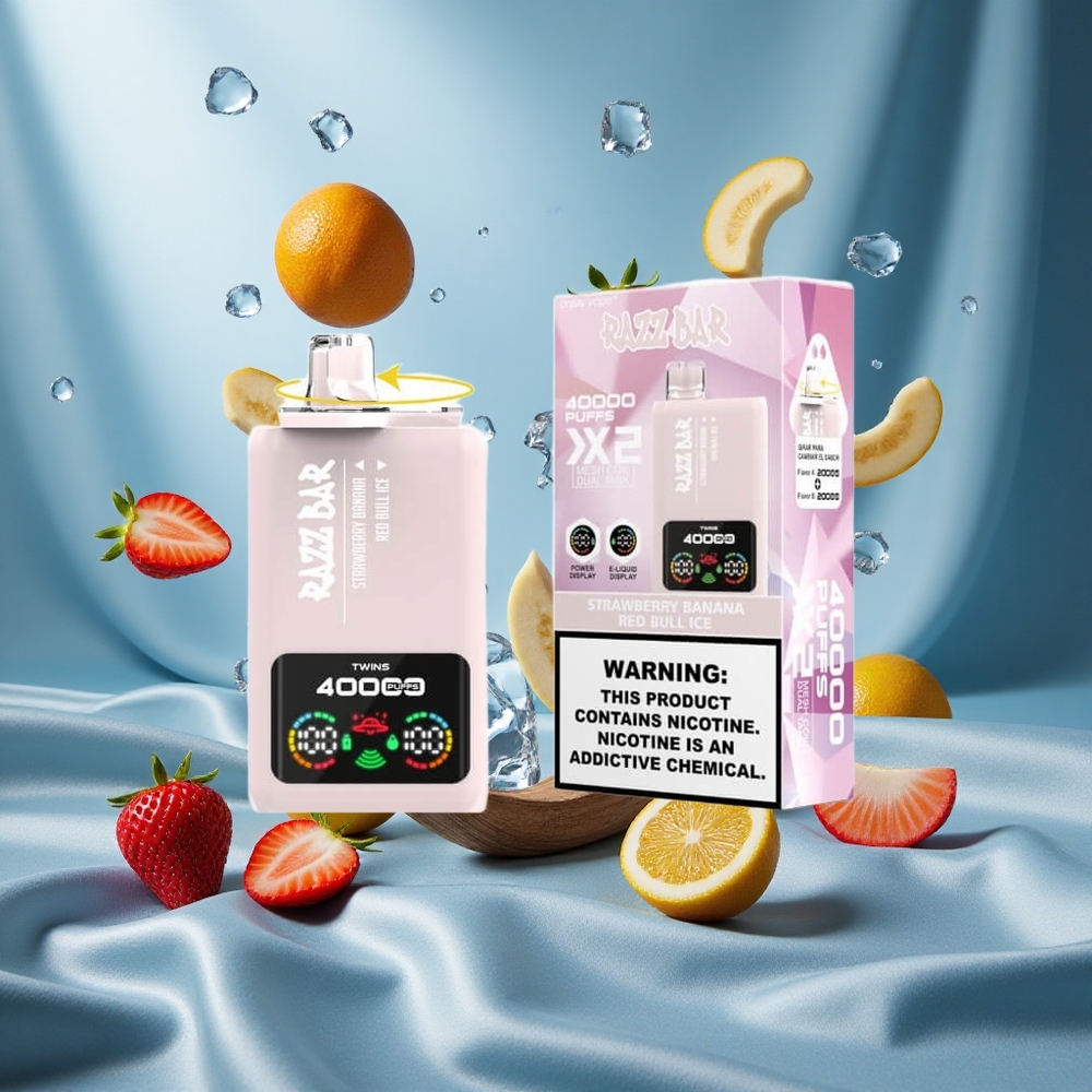 Razz Bar 40000 Puffs Fragola Banana_Red Bull Ghiaccio Display Potenza Tipo-C