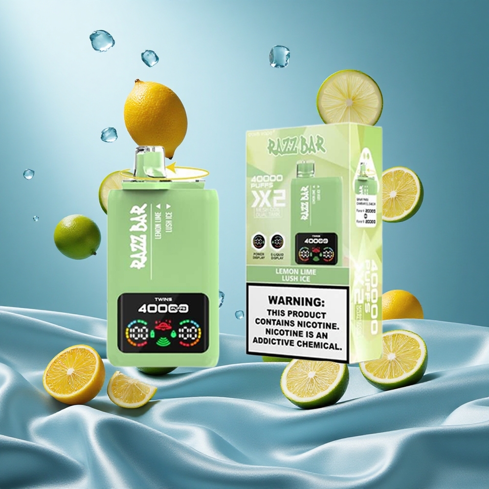 Razz Bar 40000 Puffs Limone Lime_Ghiaccio Lussureggiante Schermo Potenza Bobina Doppia Mesh