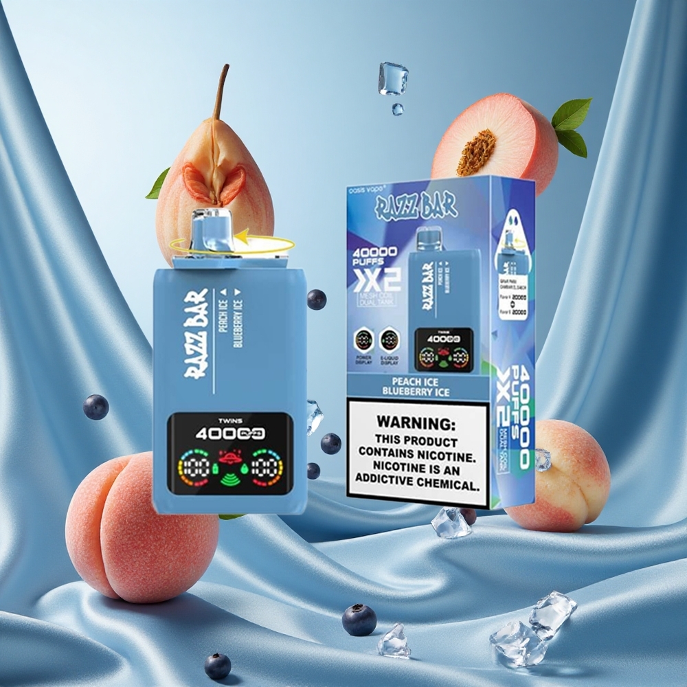 Razz Bar 40000 Puffs Pesca Ghiaccio_Mirtillo Ghiaccio Display Potenza Tipo-C