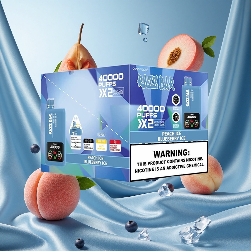 Razz Bar 40000 Puffs Pesca Ghiaccio_Mirtillo Ghiaccio Display Potenza Tipo-C