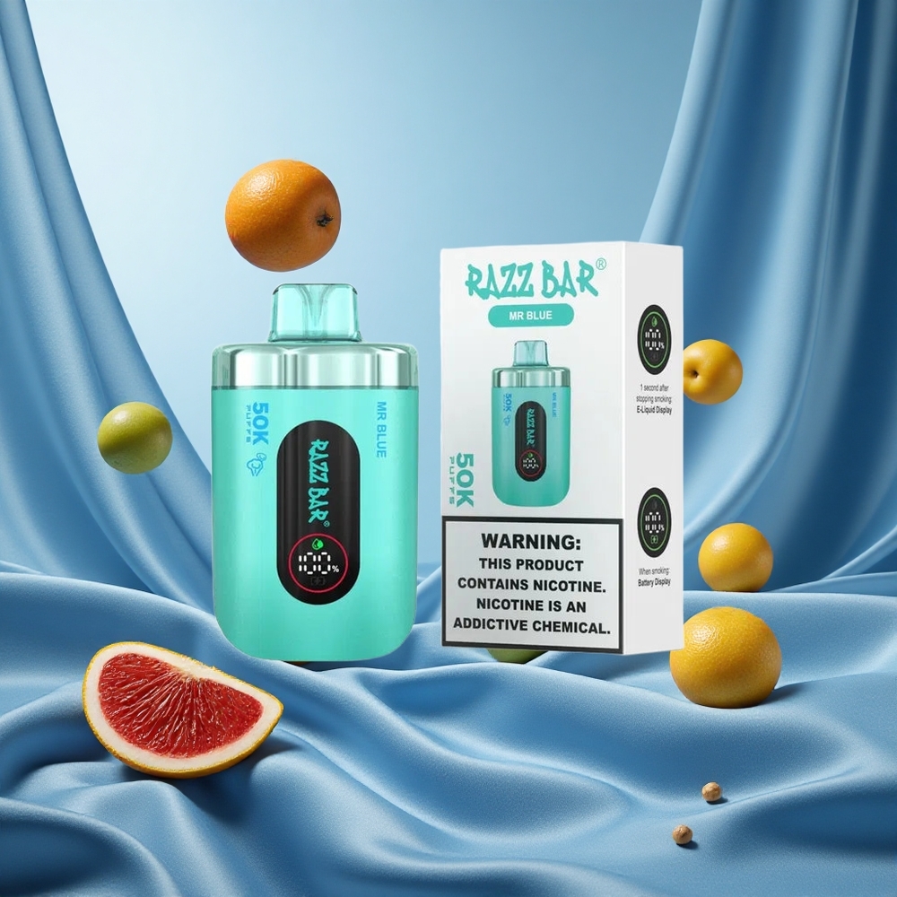 Razz Bar 50K Puffs Bobina Mesh 1.0 Ohm Blu Dispositivo di Vapo Monouso