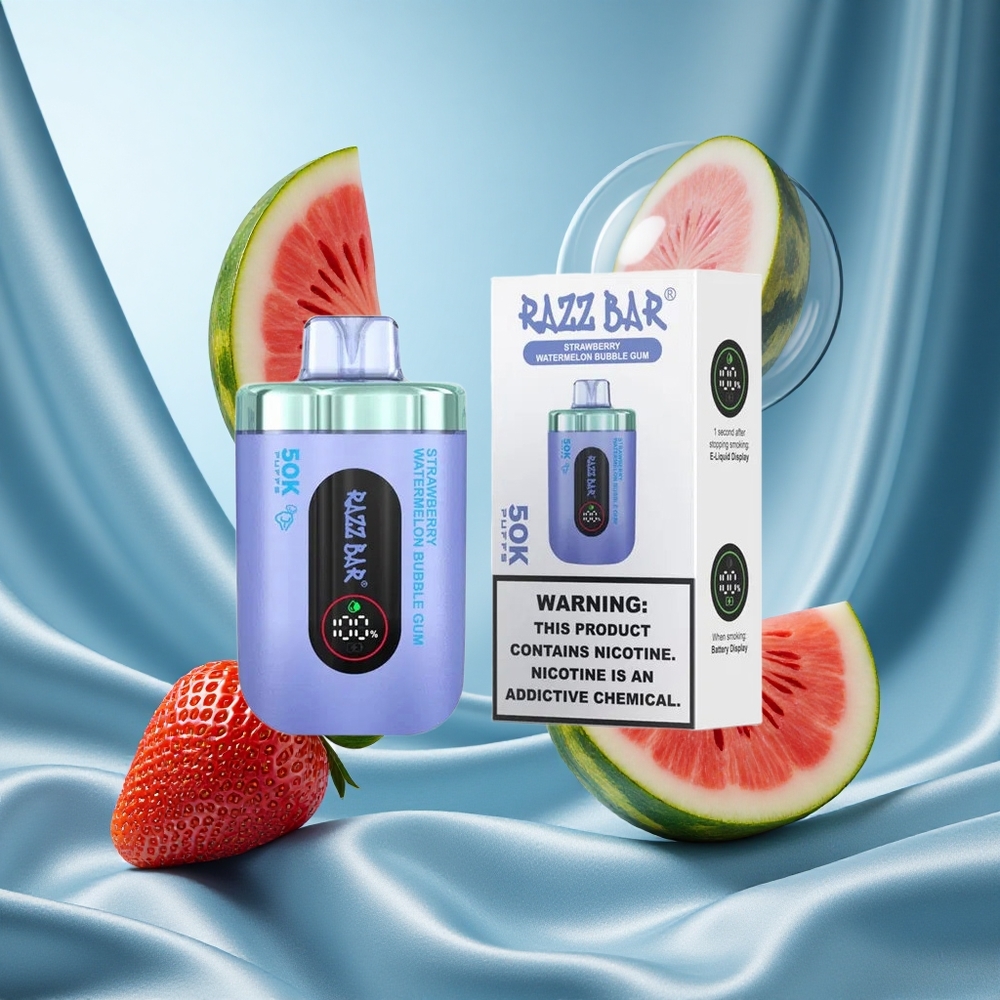 Razz Bar 50K Puffs Fragola Anguria Bubble Gum Batteria Ricaricabile