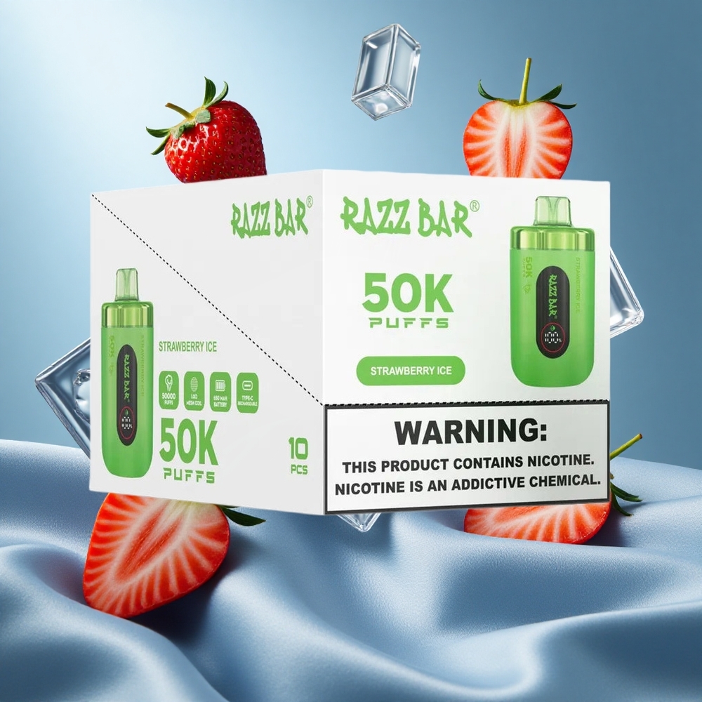 Razz Bar 50K Puffs Fragola Ghiaccio Batteria Ricaricabile
