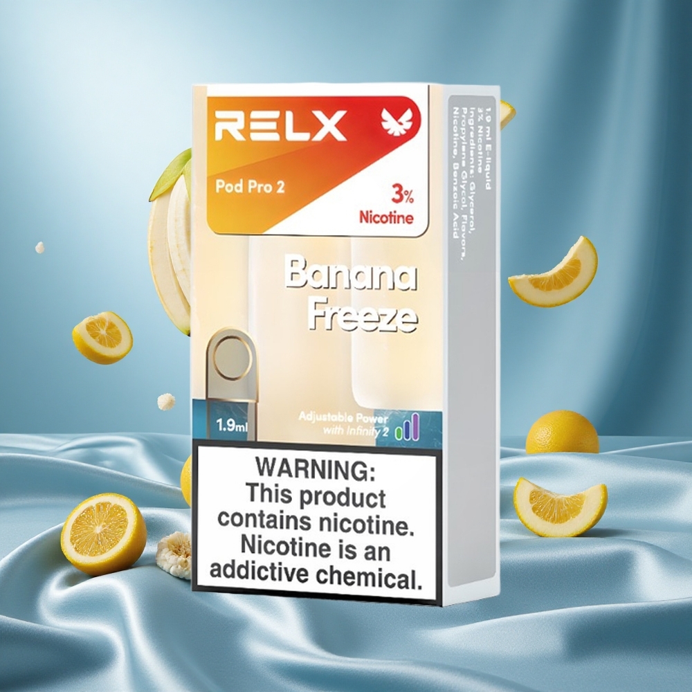 RELX Pod Pro 2 600 Puffs Banana Freeze 3% Nicotina 1.9ml
