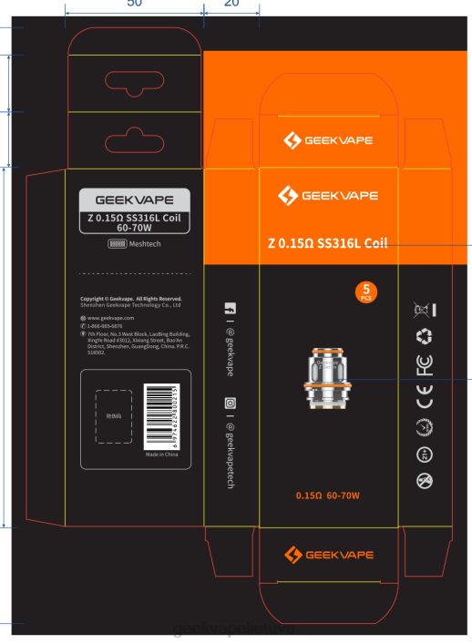 GeekVape Flavours - GeekVape 5 vnt./pak. z serijos ritė z0,25 (dvigubas) omų 2Z4D5